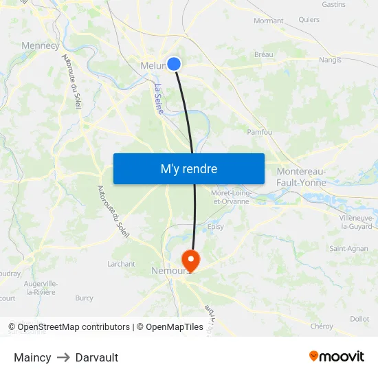 Maincy to Darvault map