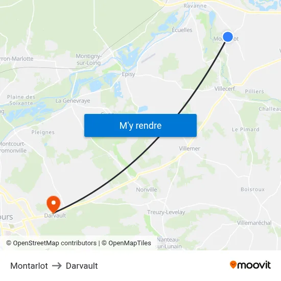 Montarlot to Darvault map