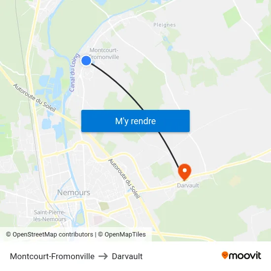 Montcourt-Fromonville to Darvault map