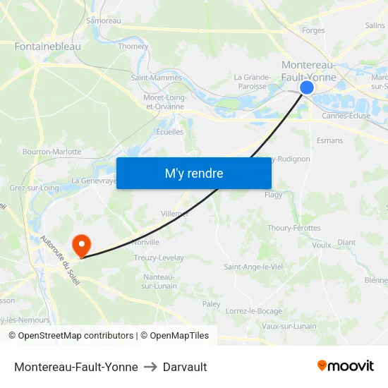 Montereau-Fault-Yonne to Darvault map