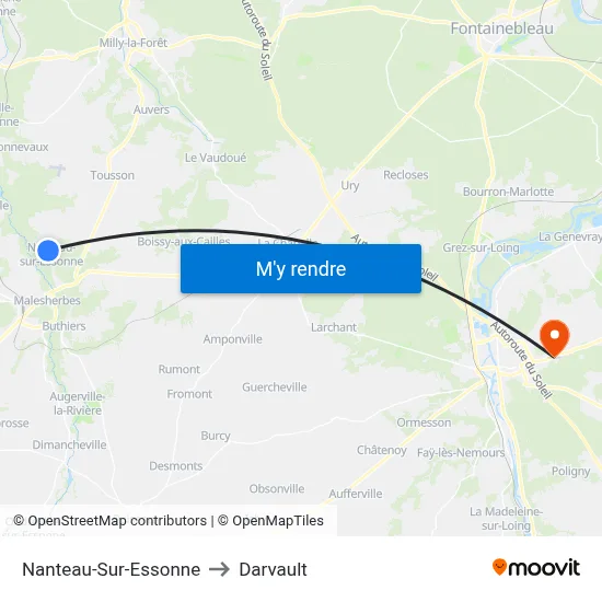 Nanteau-Sur-Essonne to Darvault map