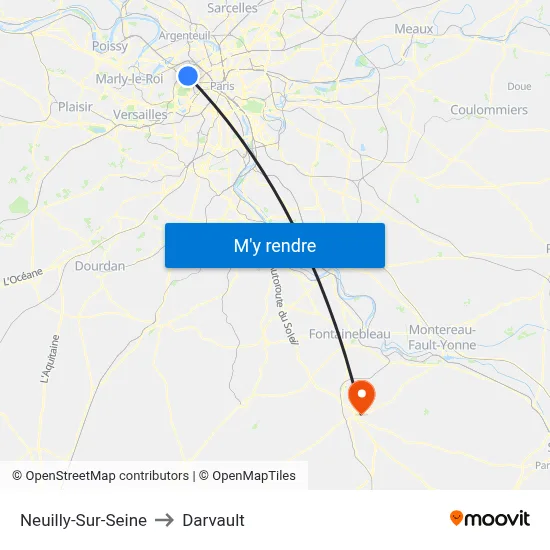Neuilly-Sur-Seine to Darvault map