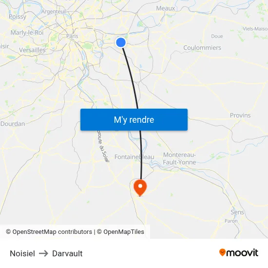 Noisiel to Darvault map