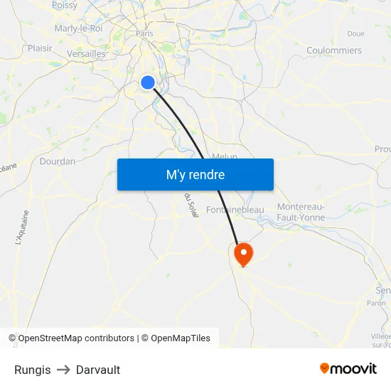 Rungis to Darvault map