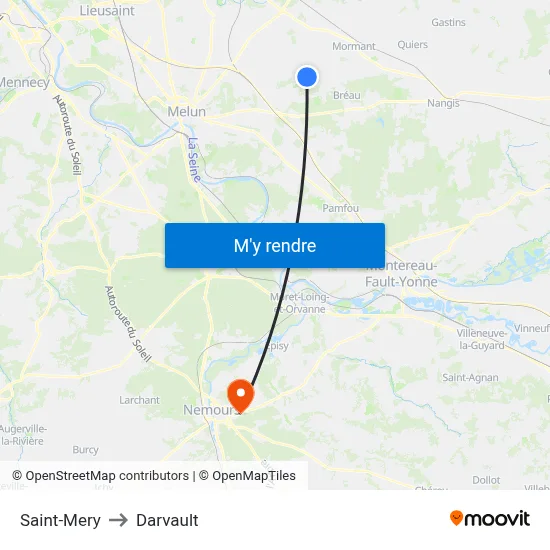 Saint-Mery to Darvault map