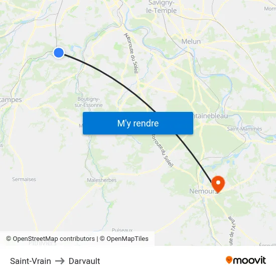 Saint-Vrain to Darvault map