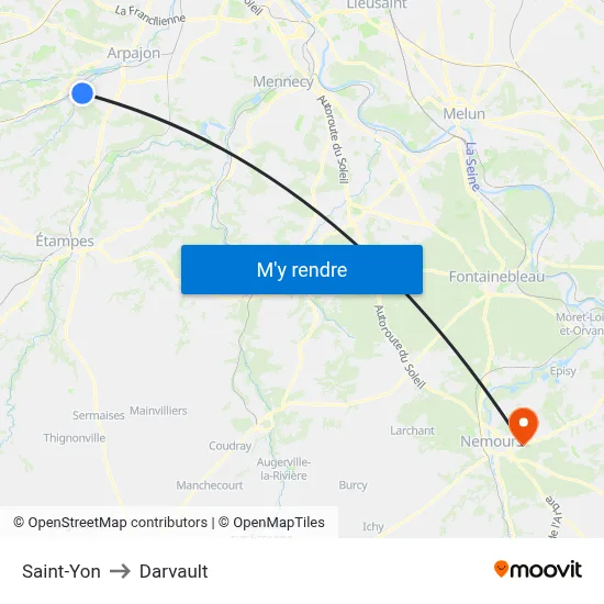 Saint-Yon to Darvault map