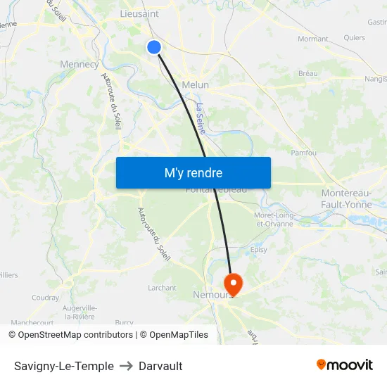 Savigny-Le-Temple to Darvault map