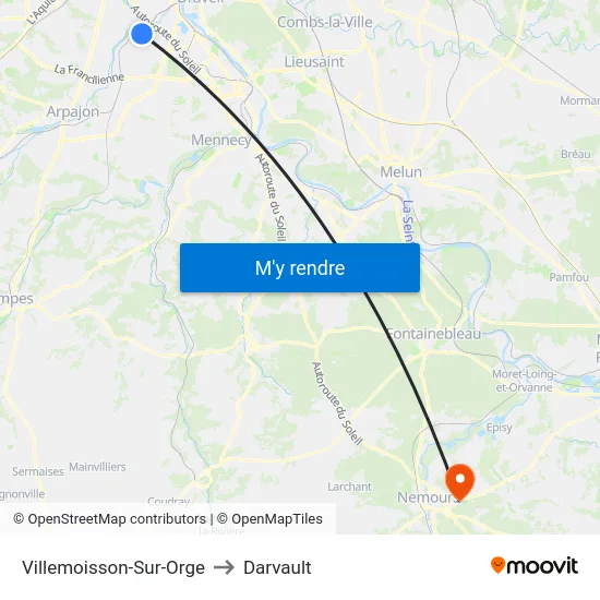 Villemoisson-Sur-Orge to Darvault map