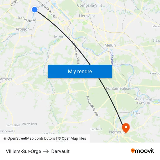 Villiers-Sur-Orge to Darvault map