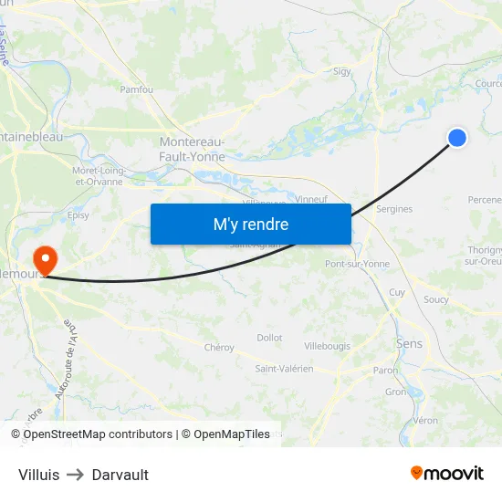 Villuis to Darvault map
