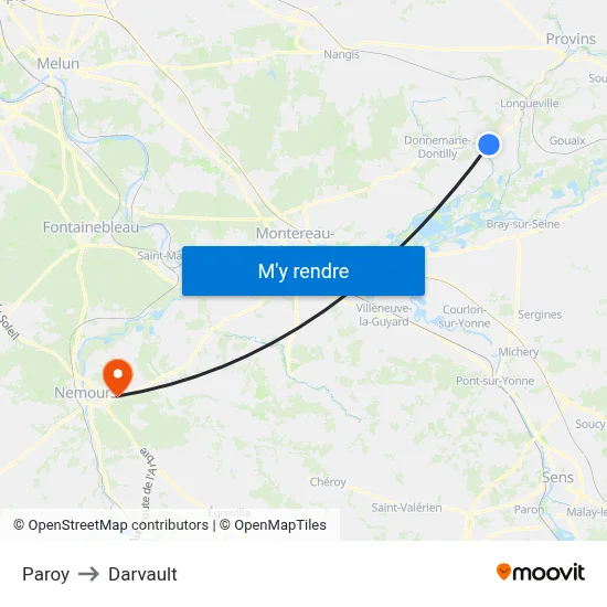 Paroy to Darvault map