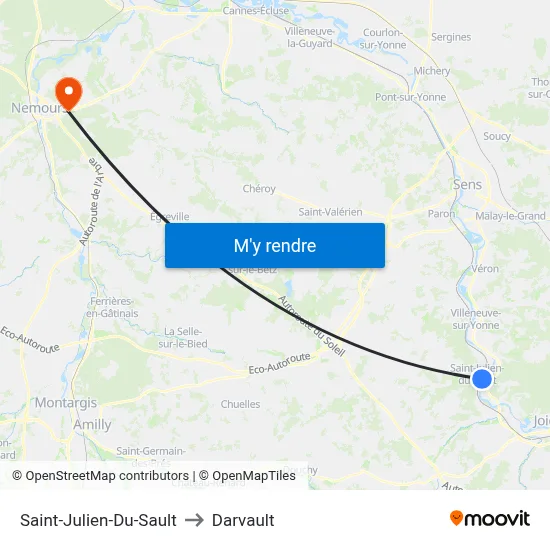 Saint-Julien-Du-Sault to Darvault map