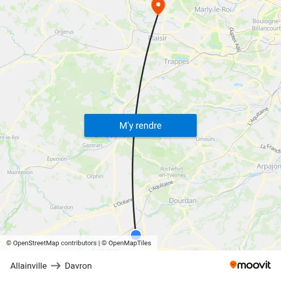 Allainville to Davron map