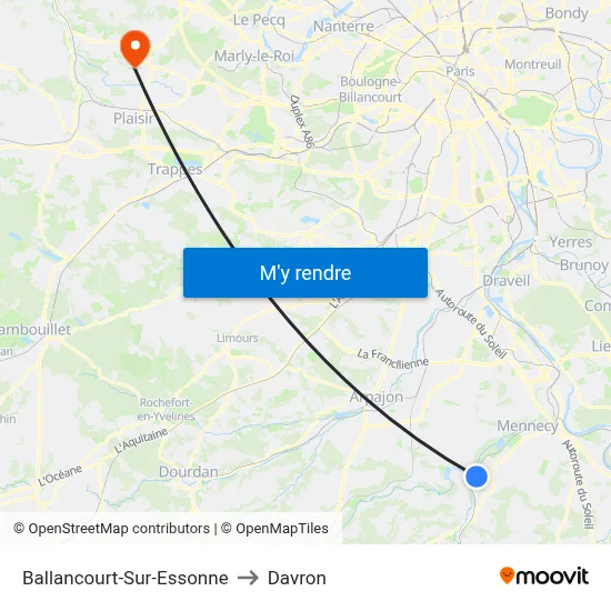 Ballancourt-Sur-Essonne to Davron map