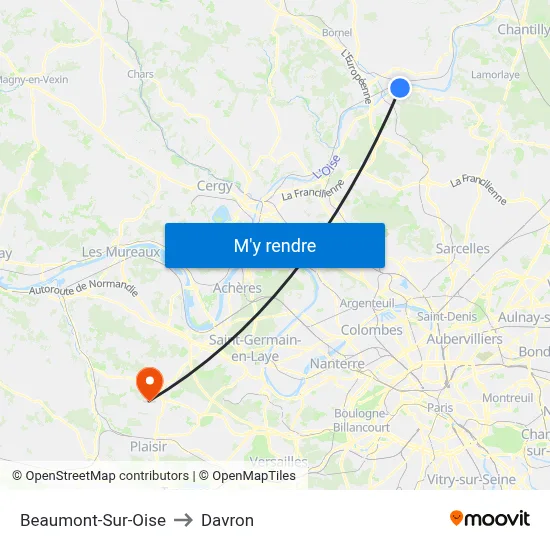 Beaumont-Sur-Oise to Davron map