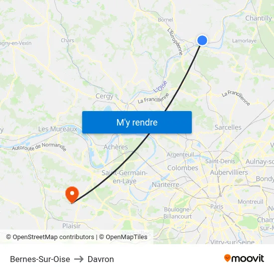 Bernes-Sur-Oise to Davron map