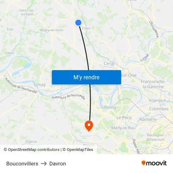 Bouconvillers to Davron map