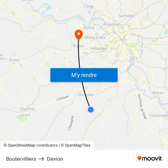 Boutervilliers to Davron map