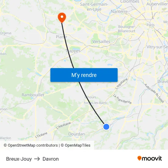 Breux-Jouy to Davron map