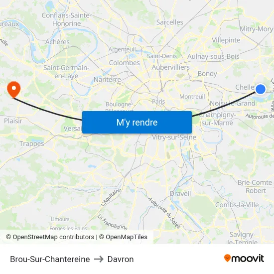 Brou-Sur-Chantereine to Davron map