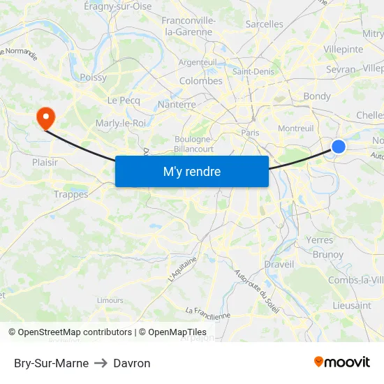 Bry-Sur-Marne to Davron map