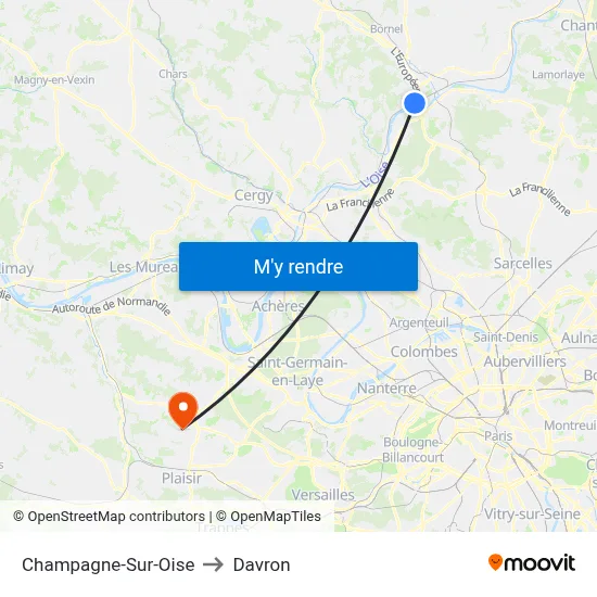 Champagne-Sur-Oise to Davron map