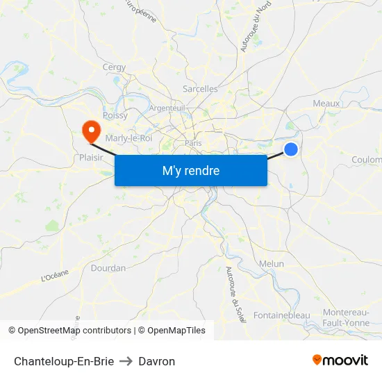 Chanteloup-En-Brie to Davron map