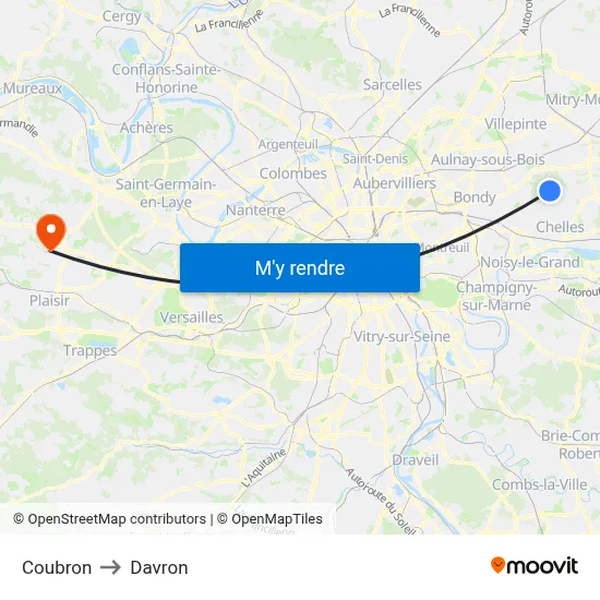 Coubron to Davron map