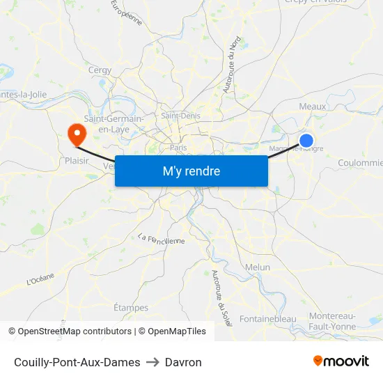 Couilly-Pont-Aux-Dames to Davron map