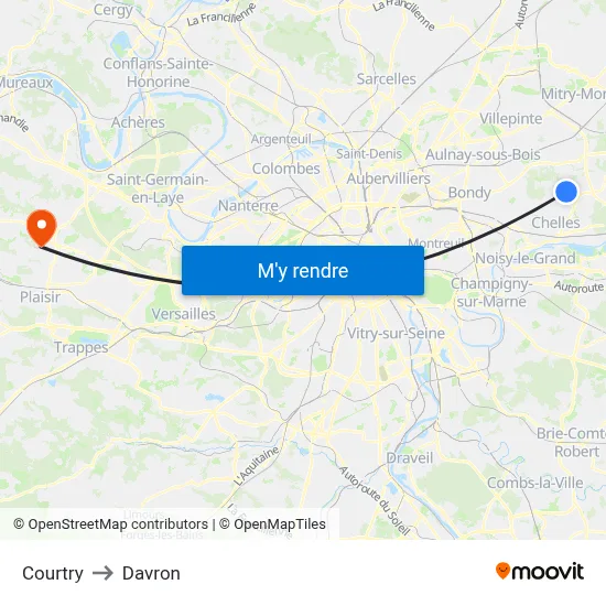 Courtry to Davron map