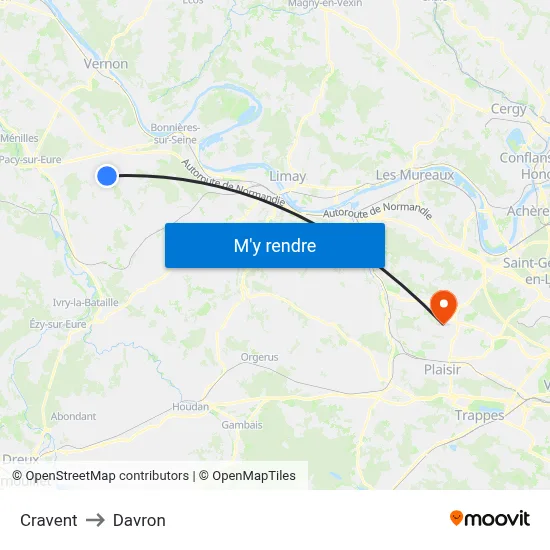 Cravent to Davron map
