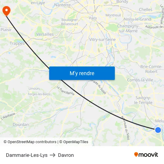 Dammarie-Les-Lys to Davron map