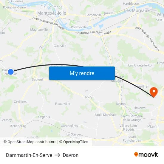 Dammartin-En-Serve to Davron map