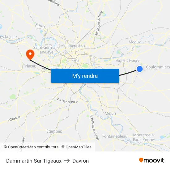 Dammartin-Sur-Tigeaux to Davron map