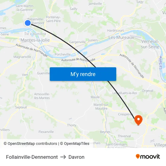 Follainville-Dennemont to Davron map