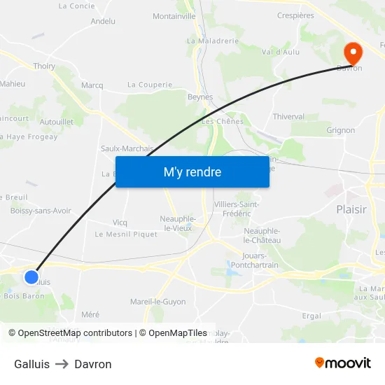 Galluis to Davron map