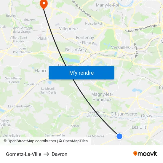 Gometz-La-Ville to Davron map