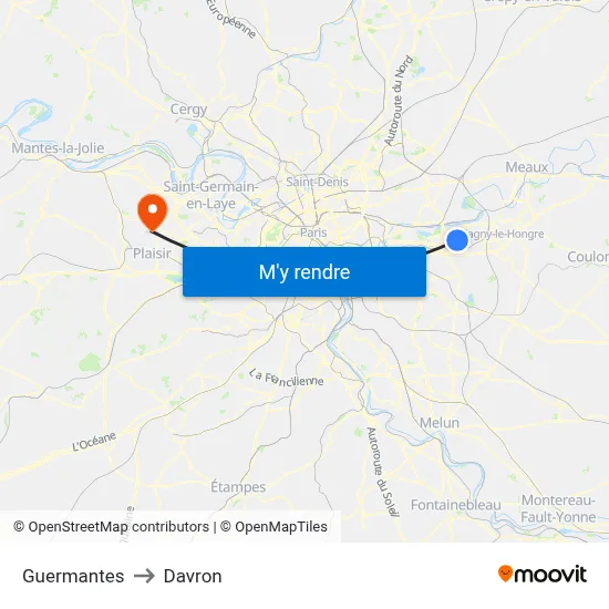 Guermantes to Davron map
