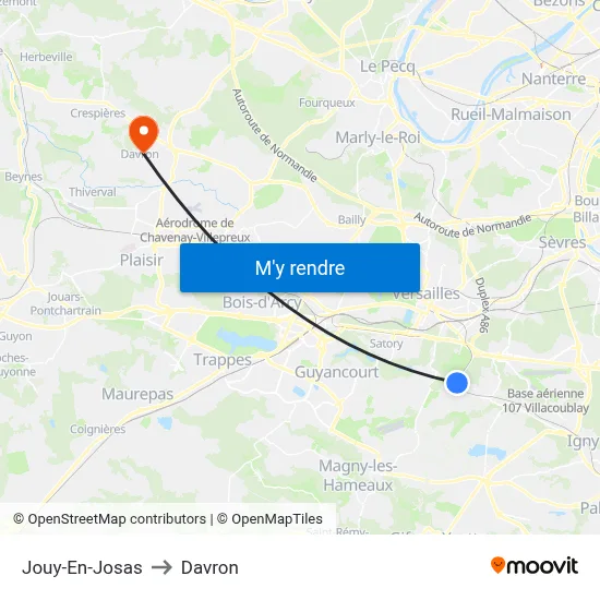 Jouy-En-Josas to Davron map