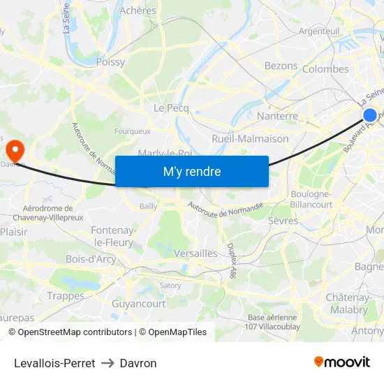 Levallois-Perret to Davron map