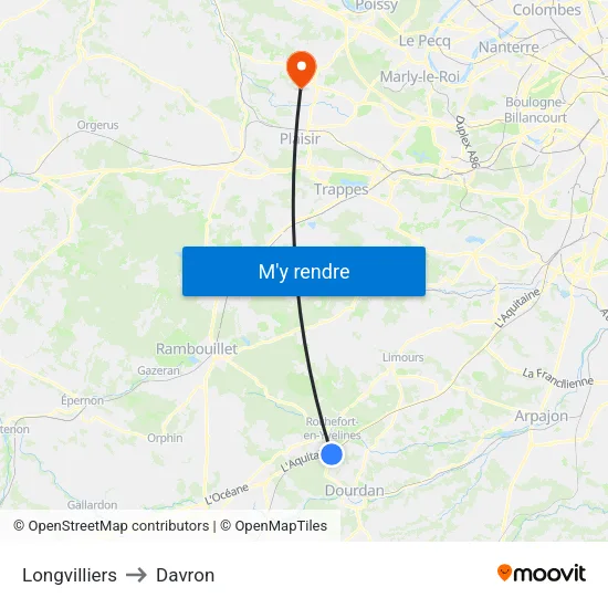 Longvilliers to Davron map