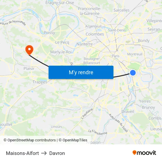Maisons-Alfort to Davron map