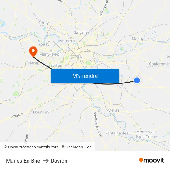 Marles-En-Brie to Davron map