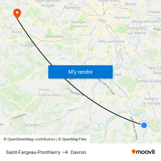 Saint-Fargeau-Ponthierry to Davron map