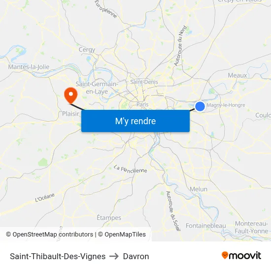 Saint-Thibault-Des-Vignes to Davron map