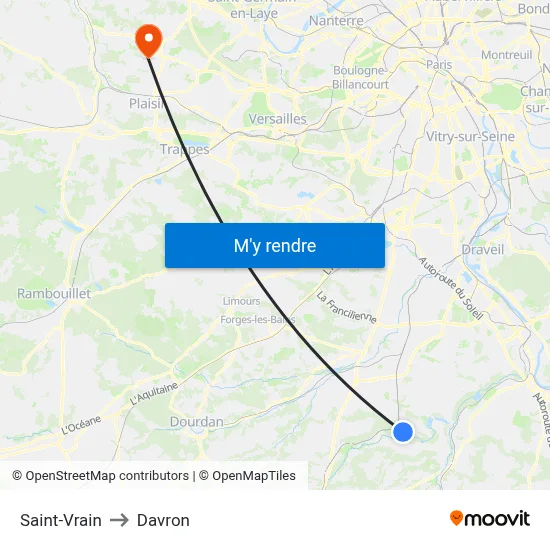 Saint-Vrain to Davron map