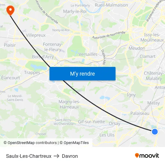 Saulx-Les-Chartreux to Davron map