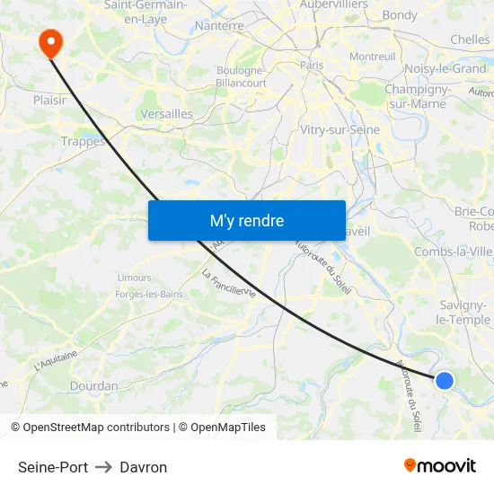 Seine-Port to Davron map