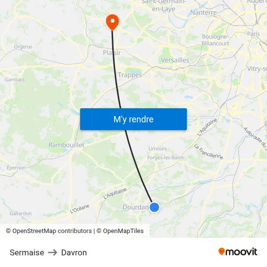 Sermaise to Davron map